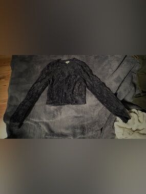 Women's Black Fuzzy Crewneck Sweater